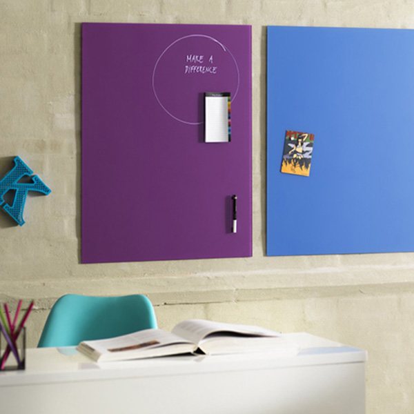 تخته وایت برد شیشه ای اینکو سایز 60×40 بنفش و آبی- میز سفید