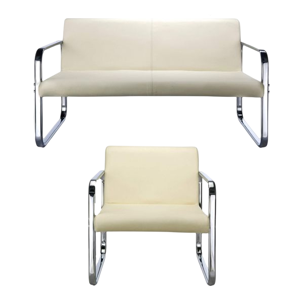 نیم ست مبل اداری نیلپر مدل OSS 722 دارای روکش کرم با پایه های کروم