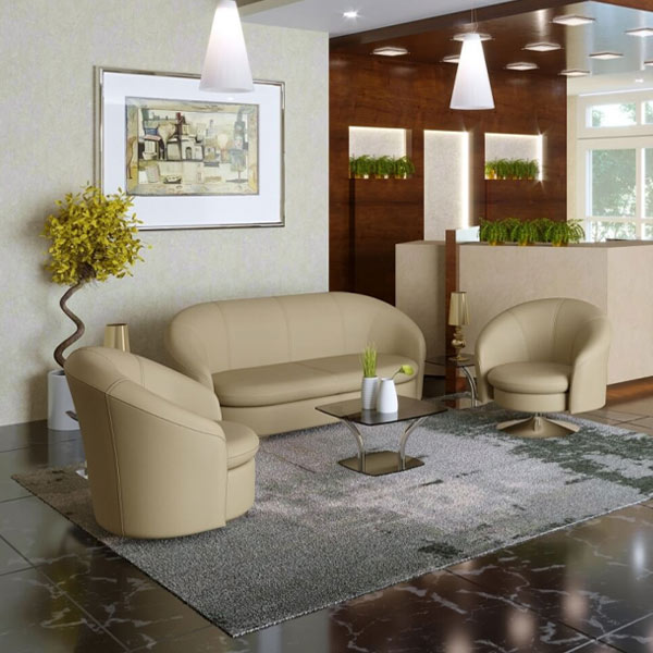 ست اداری نیلپر مدل OSS 823 با روکش کرم- میز جلومبلی-گلدان