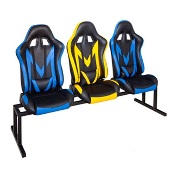 صندلی انتظار استادیومی بامو مدل G2022s سه نفره با رنگ های آبی و زرد