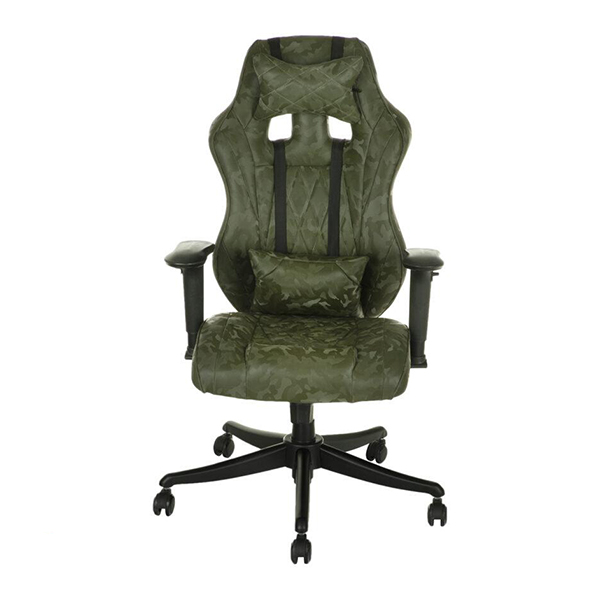 نمای رو به رو صندلی گیمینگ مدل G2020 برند بامو چریکی سبز