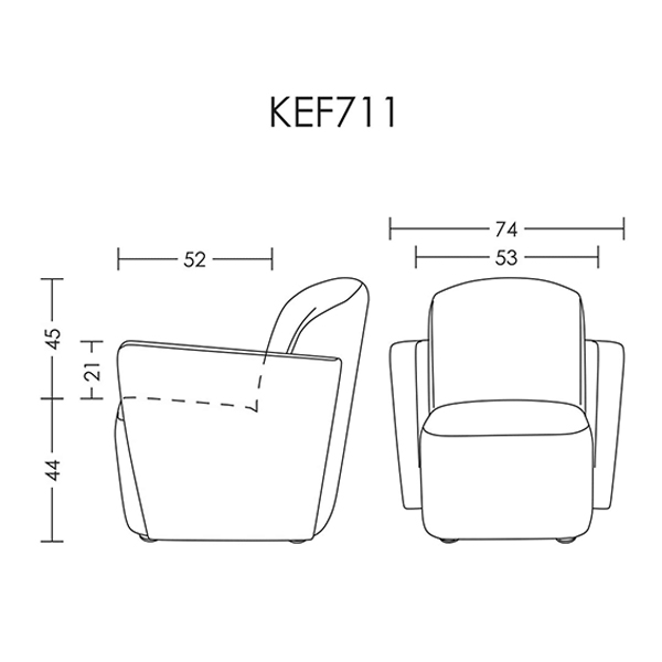 ابعاد مبل اداری آرتمن مدل KEF-711 در واحد سانتی متر