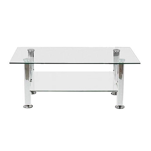 میز جلو مبلی اداری راحتیران مدل B032 دارای دو طبقه شیشه ای