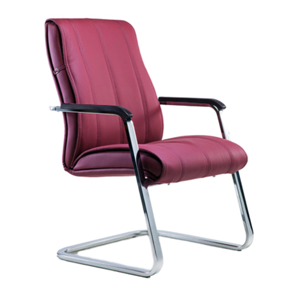 صندلی کنفرانسی لیو مدل G93b با روکش زرشکی و پایه های کروم