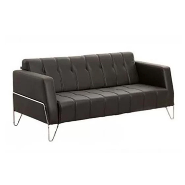 مبل اداری سه نفره لیو مدل N68h با روکش قهوه ای