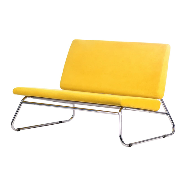 مبل دو نفره اداری راد سیستم مدل S212-2 با روکش زرد و پایه های کروم