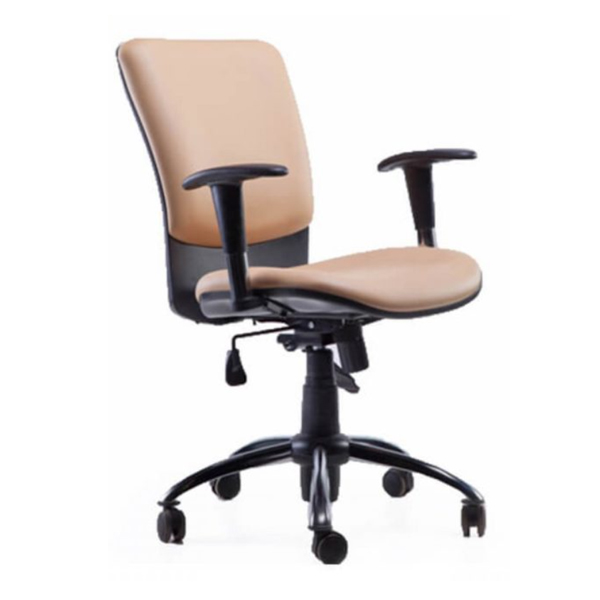 صندلی کارمندی لیو مدل S62k با روکش کرم و پایه های پنج پر