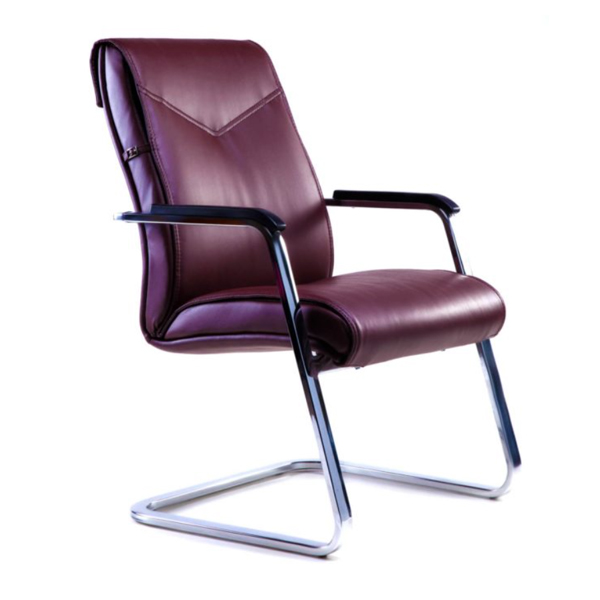 صندلی کنفرانسی مدل T93b لیو با روکش چرم زرشکی