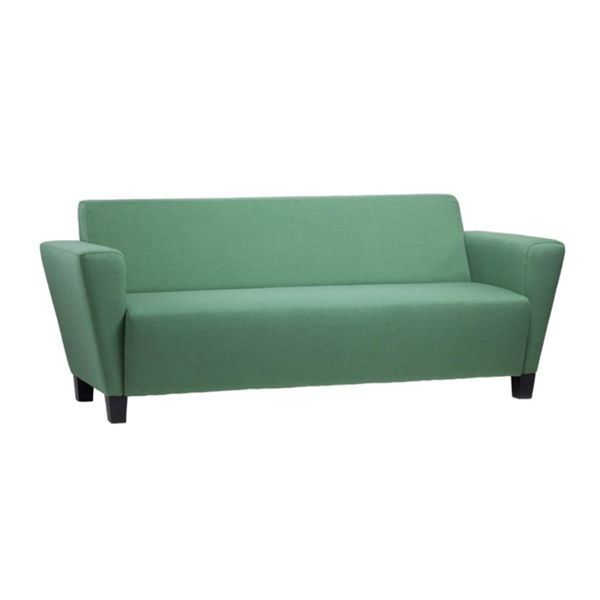 مبل اداری سه نفره لیو مدل V68h با روکش سبز رنگ و پایه های چوبی