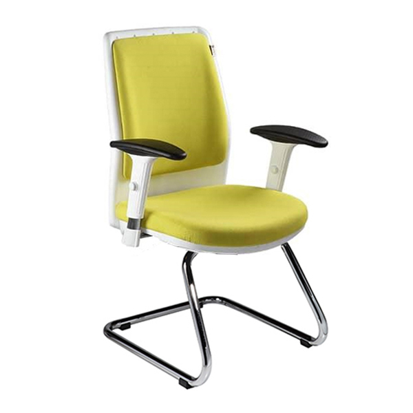 صندلی کنفرانسی راحتیران مدل CF 670 با فریم سفید و روکش زرد رنگ
