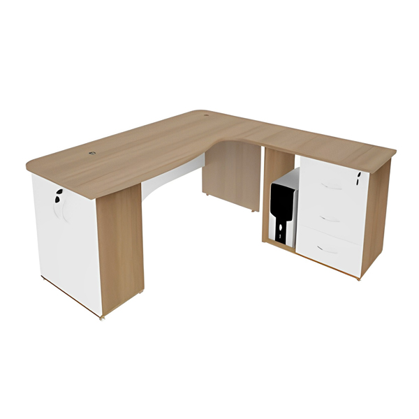 میز کارشناسی میکرون مدل EX-03 در رنگ گردویی و سفید