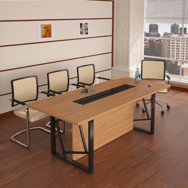 میز کنفرانس c03 میکرون به رنگ قهوه ای در دکوراسیون