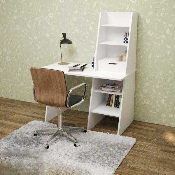 میز آموزشی سفید-صندلی با پشتی چوبی