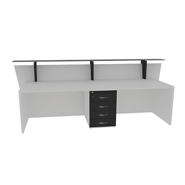 میز پذیرش میکرون مدل R-04 در رنگ مشکی و سفید