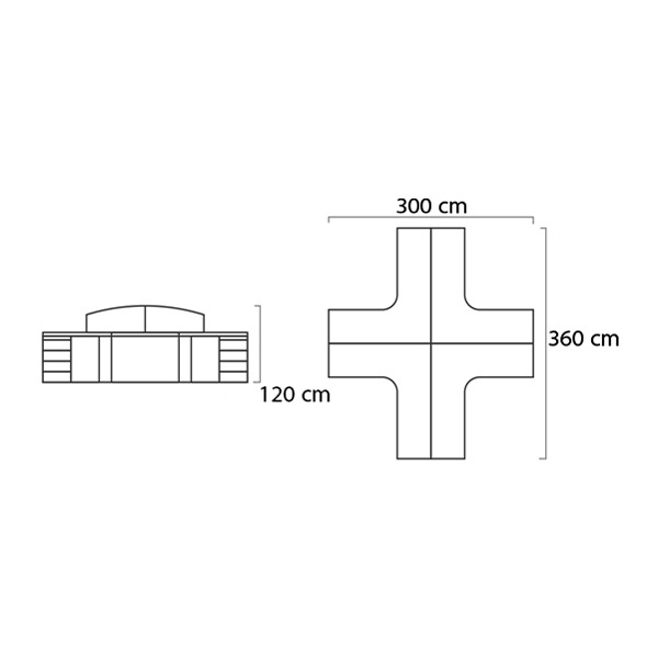 ابعاد میز کار گروهی میکرون مدل W-01 در واحد سانتی متر