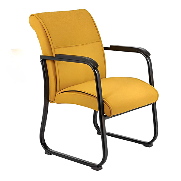 مبل اداری راحتیران مدل موج M 075 با رنگ زرد و پایه های مشکی