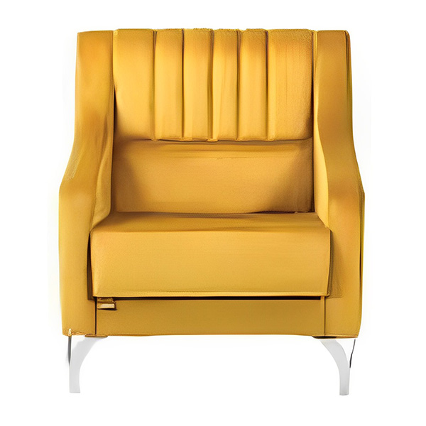 مبل اداری راحتیران مدل ویکتوریا M 131 با رنگ زرد و پایه کروم