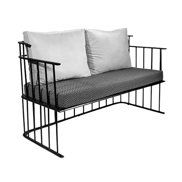 کاناپه رستورانی دونفره جهانتاب مدل لیرا با روکش سفید و طوسی