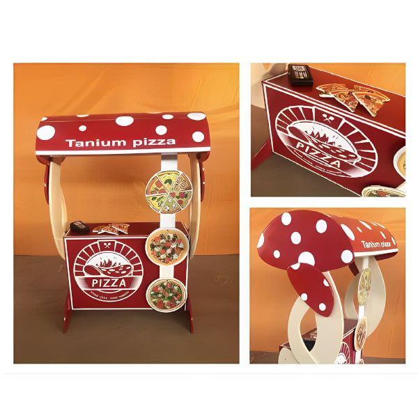 دکه پیتزا تنوری ساحل با رنگ قرمز و در دکوراسیون