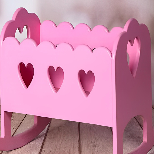 گهواره عروسک ساحل مدل چوبی صورتی