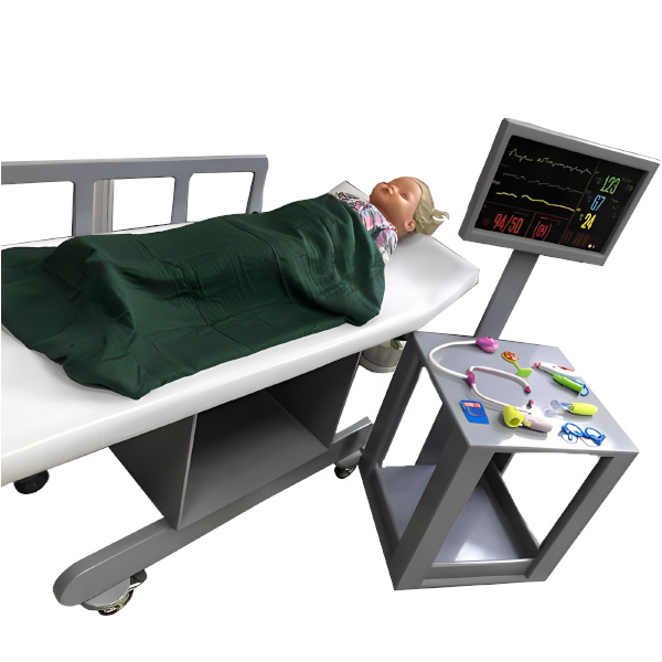 تخت پزشکی ساحل با یک عدد مانیتور و تجهیزات پزشکی