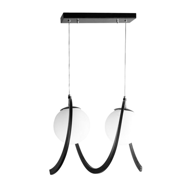 لوستر دو شعله چشمه نور مدل A1260/2BK مشکی-سفید