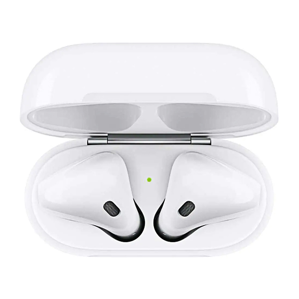 هندزفری بی سیم اپل مدل AirPods 2 داخل کیس شارژر از نمای بالا