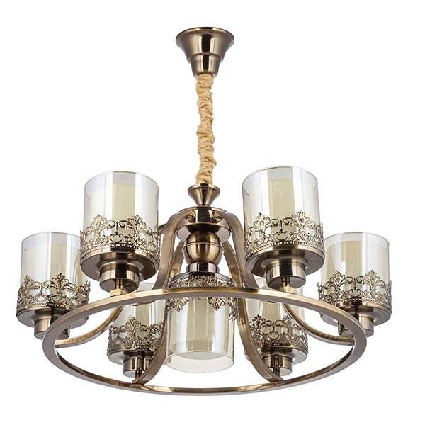 لوستر ۷ شعله چشمه نور مدل N2663-6+1 طلایی