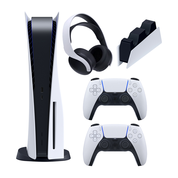 باندل پلی استیشن 5 استاندارد دیسک خور با دو دسته و هدست و پایه شارژ