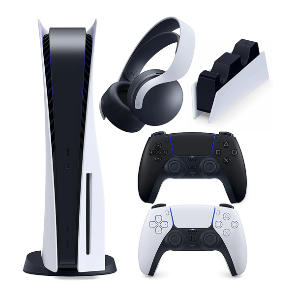کنسول بازی پلی استیشن 5 استاندارد همراه با دسته اضافه مشکی و هدست و پایه شارژ