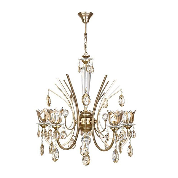 لوستر فلزی چشمه نور 6 شعله مدل H2607/6A آنتیک