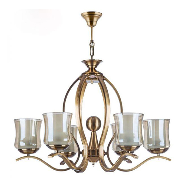 لوستر لهستانی 6 شعله چشمه نور مدل H2610/6A آنتیک