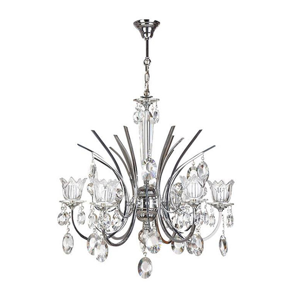 لوستر فلزی چشمه نور 6 شعله مدل H2607/6C کروم