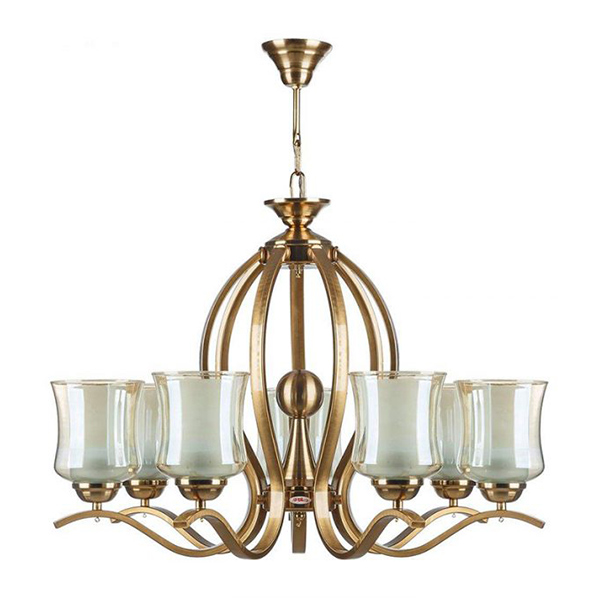 لوستر لهستانی 7 شعله چشمه نور مدل H2610/7A آنتیک