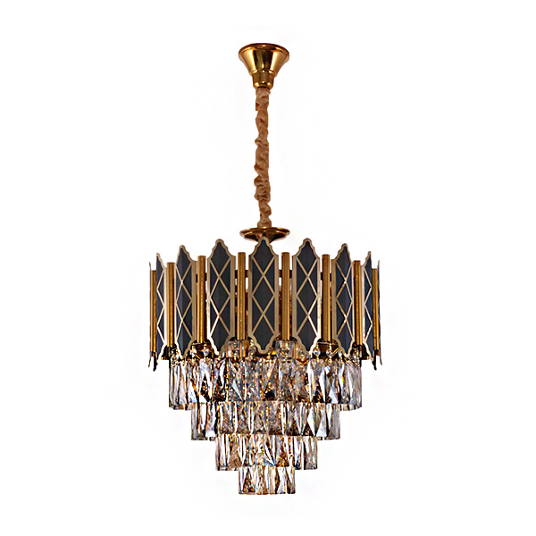 لوستر 12 شعله چشمه نور مدل N2679/50 طلا مشکی سایز 50