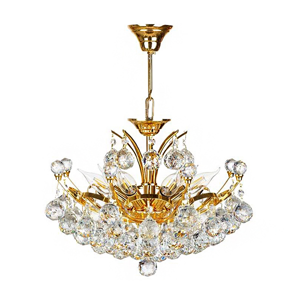 چراغ آویز کریستالی چشمه نور 9 شعله مدل H6635/50 رنگ طلایی