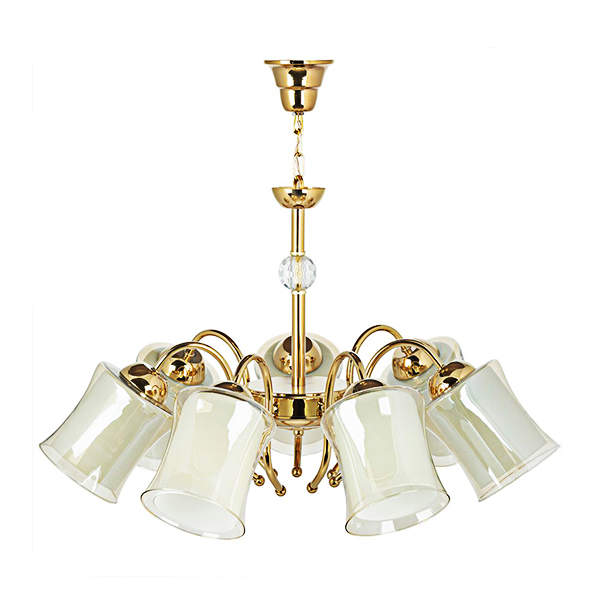 لوستر هفت شعله چشمه نور مدل A833 رنگ طلایی