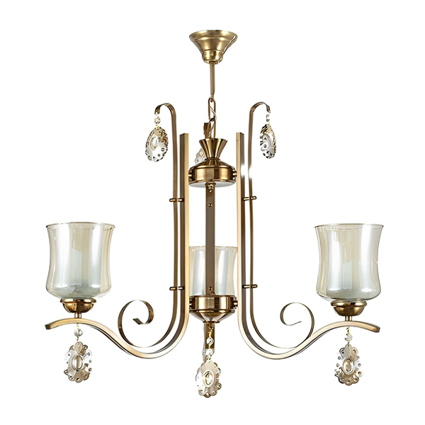 لوستر لهستانی 3 شعله چشمه نور مدل H2608/3-AO زیتونی