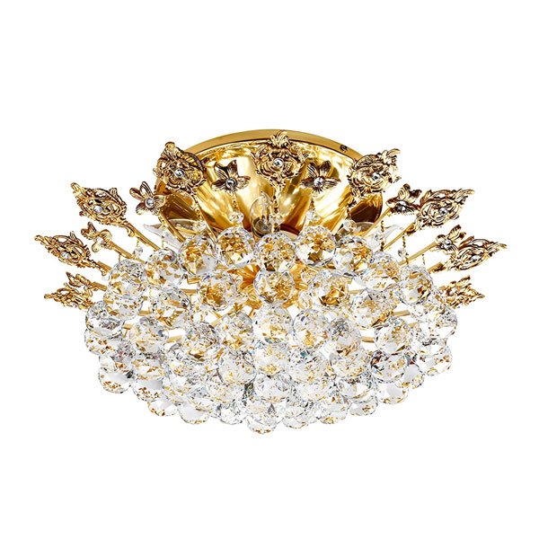 لوستر سقفی کریستالی گرد چشمه نور مدل H2631/40 طلایی