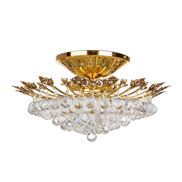 لوستر سقفی کریستالی چشمه نور 12 شعله مدل H2631/70 طلایی