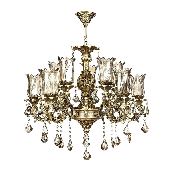 لوستر 10 شعله چشمه نور مدل M3415/5+5-A آنتیک