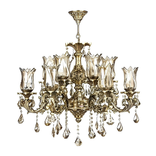 لوستر دایکاست 12 شعله چشمه نور مدل M3415/6+6-A آنتیک