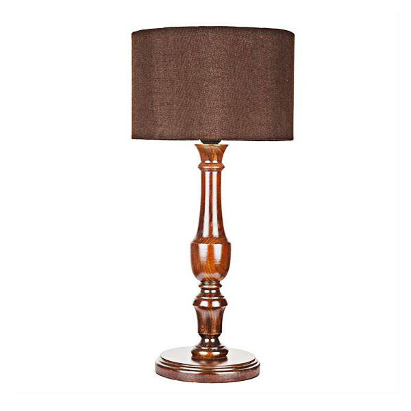 آباژور رومیزی چوبی چشمه نور مدل MT7019 با شید قهوه ای