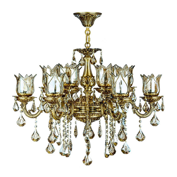 لوستر 12 شعله چشمه نور مدل S3559-6A رنگ آنتیک