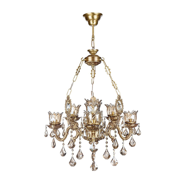 لوستر 4 شعله چشمه نور مدل S3559-3+1 رنگ آنتیک