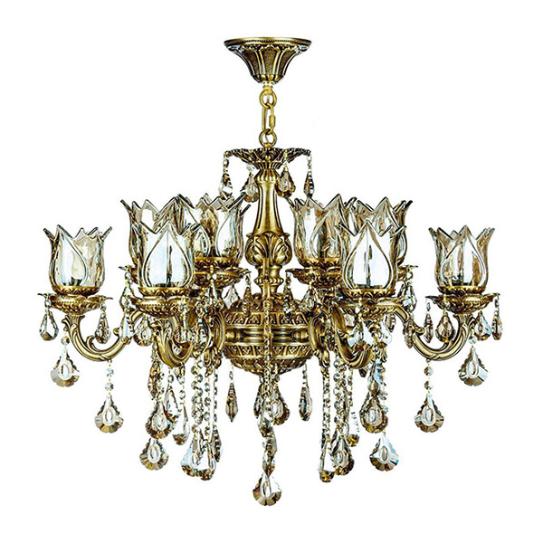 لوستر 10 شعله چشمه نور مدل S3559/5+5 رنگ آنتیک