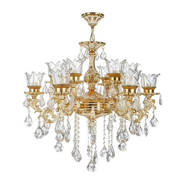 لوستر دوازده شعله چشمه نور مدل S3631/6GWT با رنگ طلایی