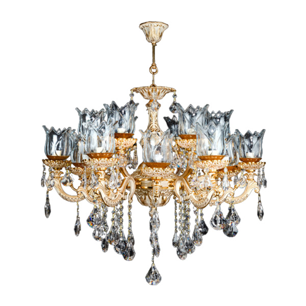 لوستر 18 شعله چشمه نور مدل S3639/6+12 رنگ طلایی