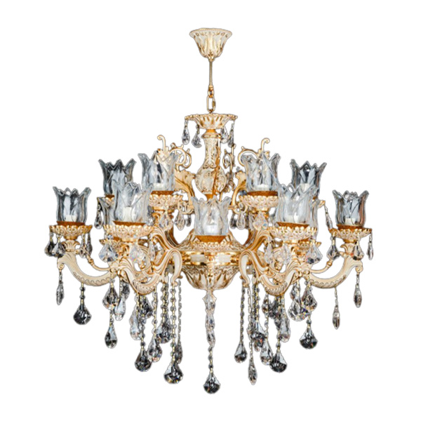 لوستر چشمه نور مدل S3640/6+12-GWT رنگ طلایی