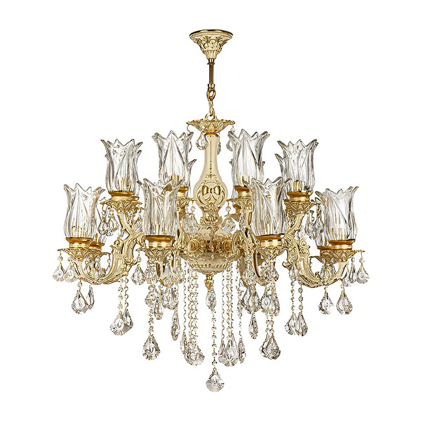 لوستر 16 شاخه چشمه نور مدل S3703/8 رنگ طلایی سفید